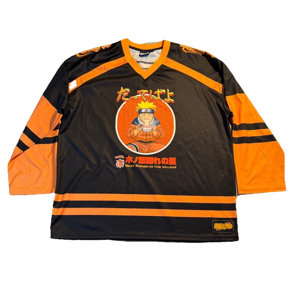 Naruto‎ Anime Hockey Jersey Mens Large Black Orange Graphic Shirt